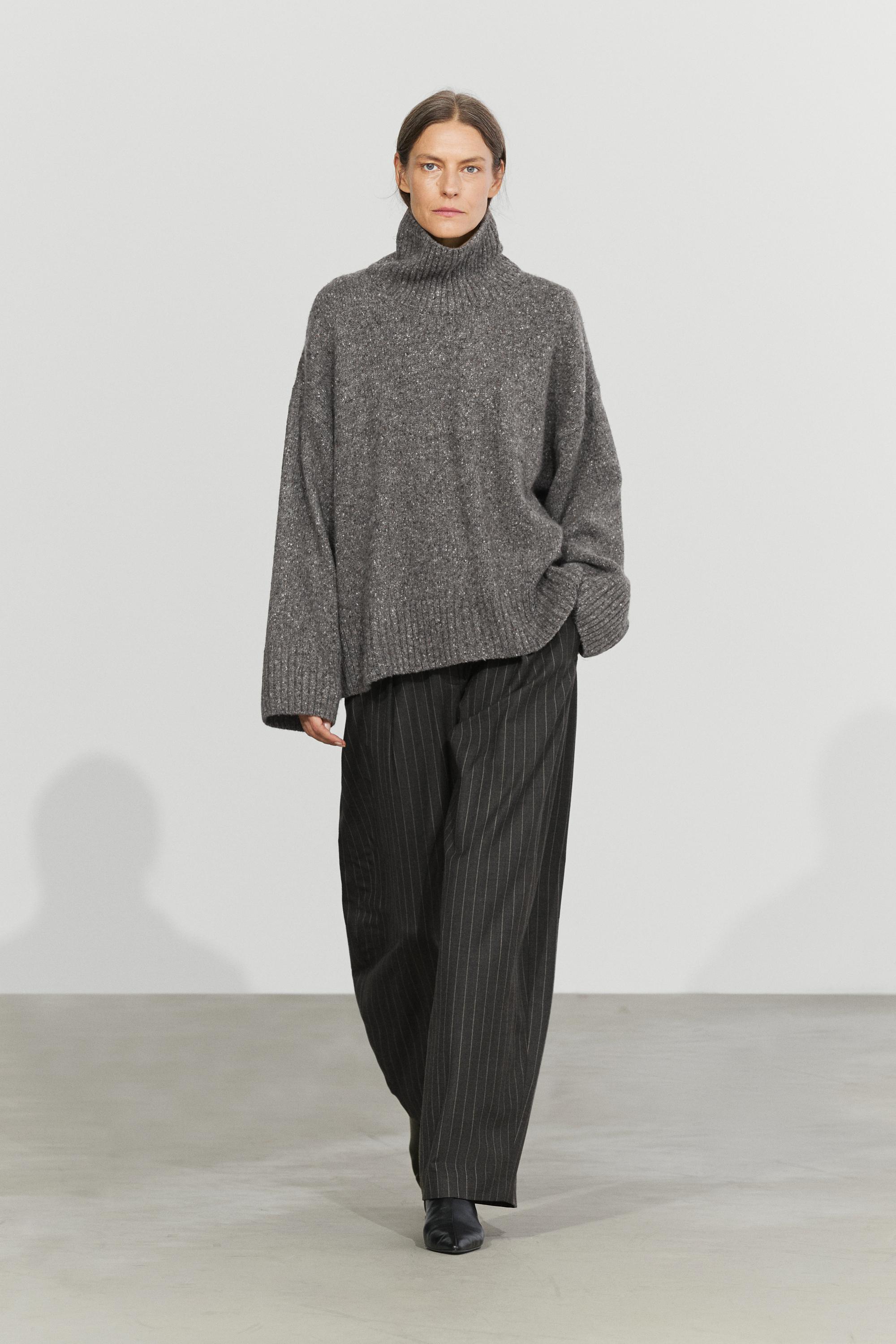 Wool blend turtleneck knit sweater